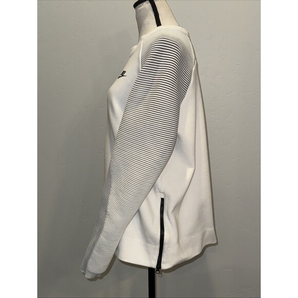 Nike White Tech Fleece Ribbed Long Sleeve Crew Neck Sweatshirt Large, EUC - Picture 4 of 12
